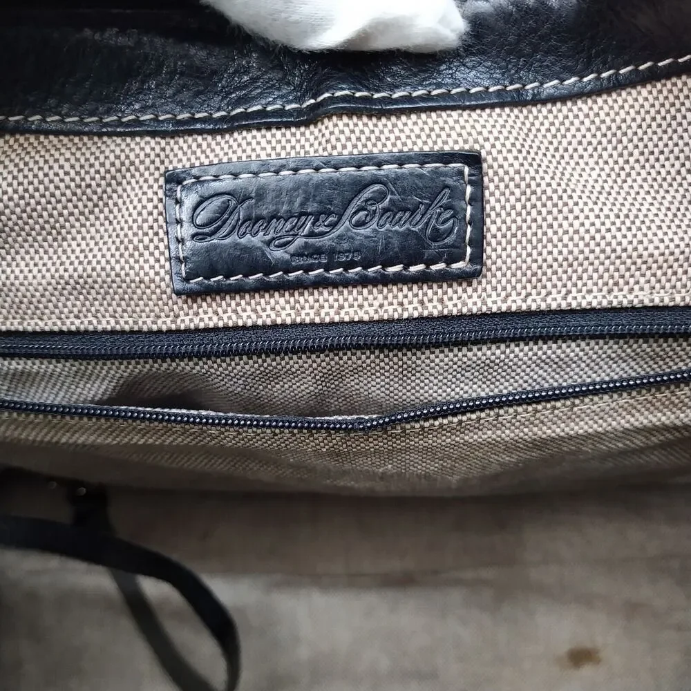 Dooney & Bourke Gray Canvas Leather Trim Front Pockets Zipper Hobo Shoulder Bag - Picture 11 of 16